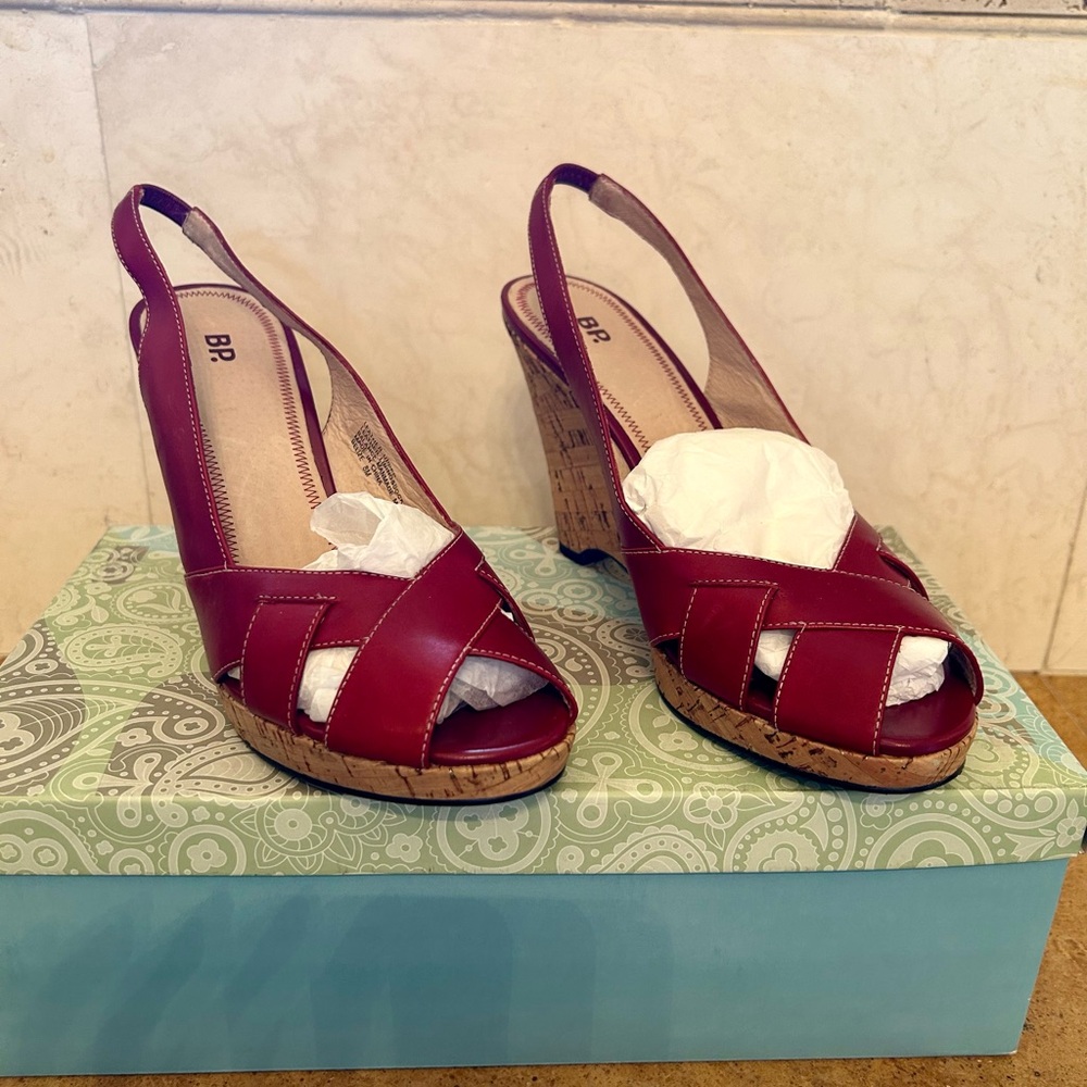 Women's Red Slingback Wedge Sandals